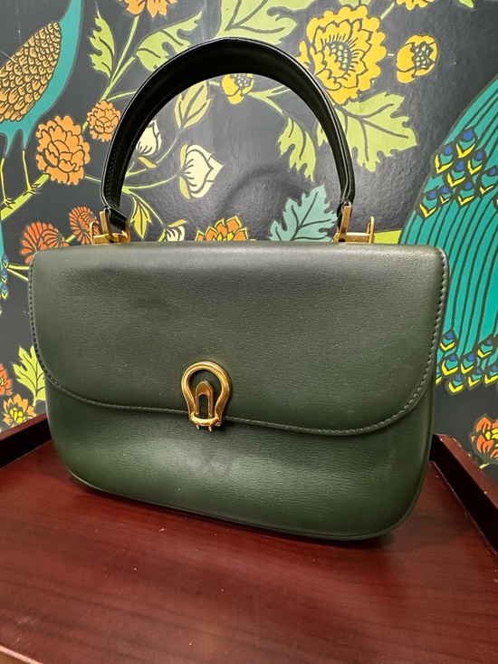 Vintage Bally Hunter Green Leather Top Handle Satchel | Late 1970s–Early 1980s - Picture 5 of 14